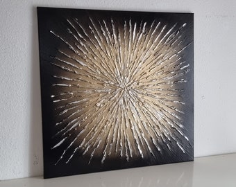 JEAN SANDERS-Wandbild 80x80cm,Wanddeko.Handgemalt.dunkel/schwarzbraun gold silber abstrakt edel  elegant,Gemälde.Originale.noch mehr im Shop