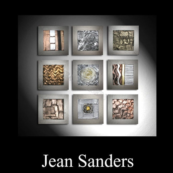 JEAN SANDERS- 9 teiliges Strukturgemälde, Bilderset, stahl grau, kalte Farben. 90x90cm gesamt. Noch mehr meiner Arbeiten findet Ihr im Shop