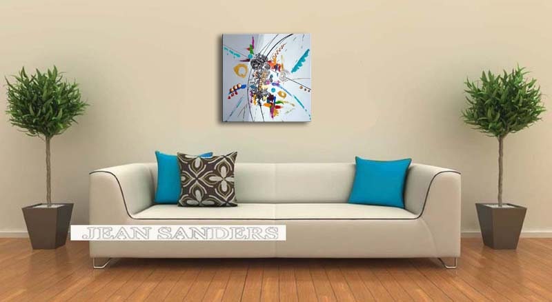 JEAN SANDERS -60x60cm- Bild Gemälde-abstrakt bunt knallige Farben handgemalt-Büro,Wanddeko,Loft,Appartment. Mehr finden Sie in meinem Shop!