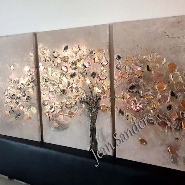 JEAN SANDERS - 150x70cm - abstrakte Kunst Malerei Baum Kunstwerk, Struktur, Wand Kunst Wand Dekor -Gemälde auf Leinwand- direkt aufhängen