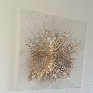 JEAN SANDERS Strukturbild 3D Effekt 60x60cm hochwertig modern elegant, metallicgold/silber Textur,handgemalt. Mehr meiner Gemälde im Shop image 7
