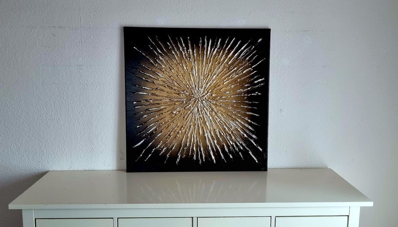 JEAN SANDERS-Wandbild 80x80cm,Wanddeko.Handgemalt.dunkel/schwarzbraun gold silber abstrakt edel elegant,Gemälde.Originale.noch mehr im Shop image 8