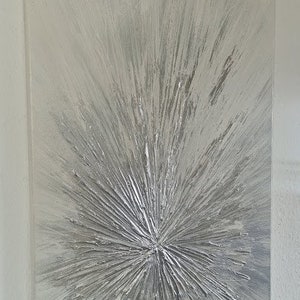 JEAN SANDERS Tableau texturé Effet 3D 50 x 70 cm de haute qualité, moderne et élégant, texture gris argenté blanc, peint à la main. Plus de mes peintures dans la boutique image 8