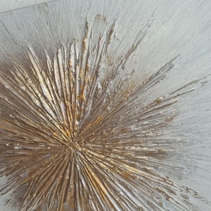 JEAN SANDERS Strukturbild 3D Effekt 60x60cm hochwertig modern elegant, metallicgold/silber Textur,handgemalt. Mehr meiner Gemälde im Shop image 4
