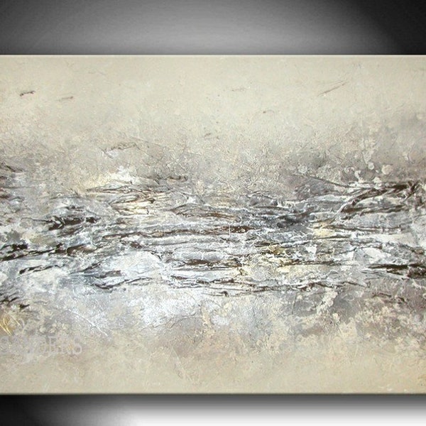 JEAN SANDERS, Strukturbild-3D Effekt 100x80 cm, hochwertig modern elegant, creme, beige, silber, Textur, mehr meiner Gemälde in meinem Shop!