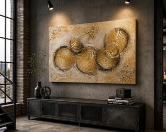 Gold Textured Abstract Painting | Original Canvas Wall Art | Modern Luxury Wall Decor | Neutral Beige Gold Statement Artwork - ready to hang
