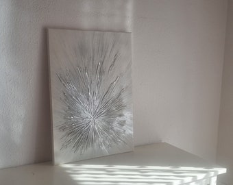 JEAN SANDERS Strukturbild- 3D Effekt 50x70cm hochwertig modern elegant, silber grau weiß Textur,handgemalt. Mehr meiner Gemälde  im Shop!