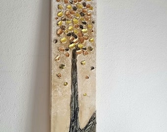 JEAN SANDERS - 150x30cm - abstrakte Kunst Malerei Baum Kunstwerk, Struktur, Wand Kunst Wand Dekor -Gemälde auf Leinwand- direkt aufhängen