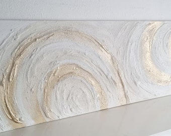 JEAN SANDERS-150x60cm Strukturbild-Boho Shabby Landhaus Ibiza -creme gold-,Quer-oder Hochformat.Bild,Gemälde,Wanddeko.Frühling. Mehr im Shop