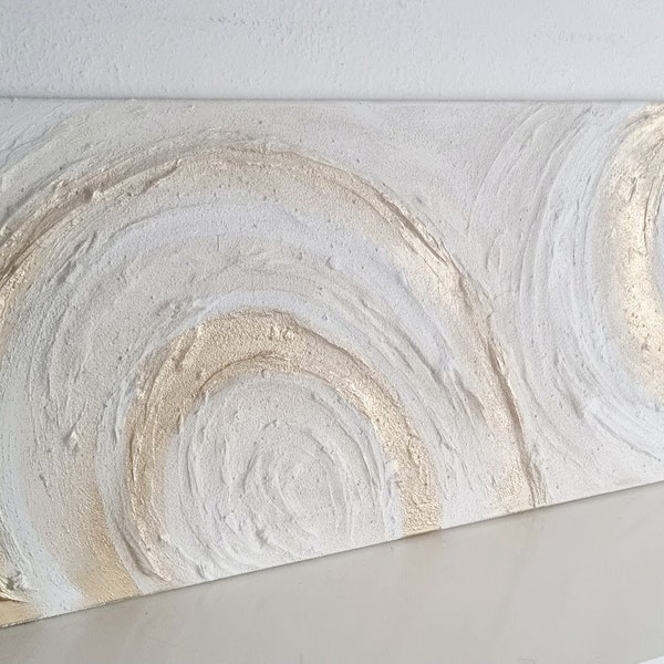 JEAN SANDERS-150x60cm Strukturbild-Boho Shabby Landhaus Ibiza -creme gold-,Quer-oder Hochformat.Bild,Gemälde,Wanddeko.Frühling. Mehr im Shop