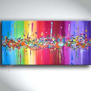 JEAN SANDERS 120x60cm abstrakt bunt, farbfrohe Wanddeko. Mehr meiner Gemälde finden Sie im Shop immagine 1