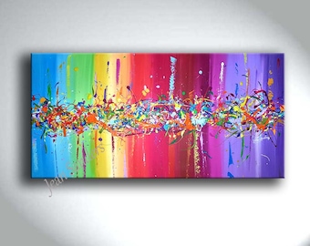JEAN SANDERS -120x60cm - abstrakt bunt, farbfrohe Wanddeko. Mehr meiner Gemälde finden Sie im Shop