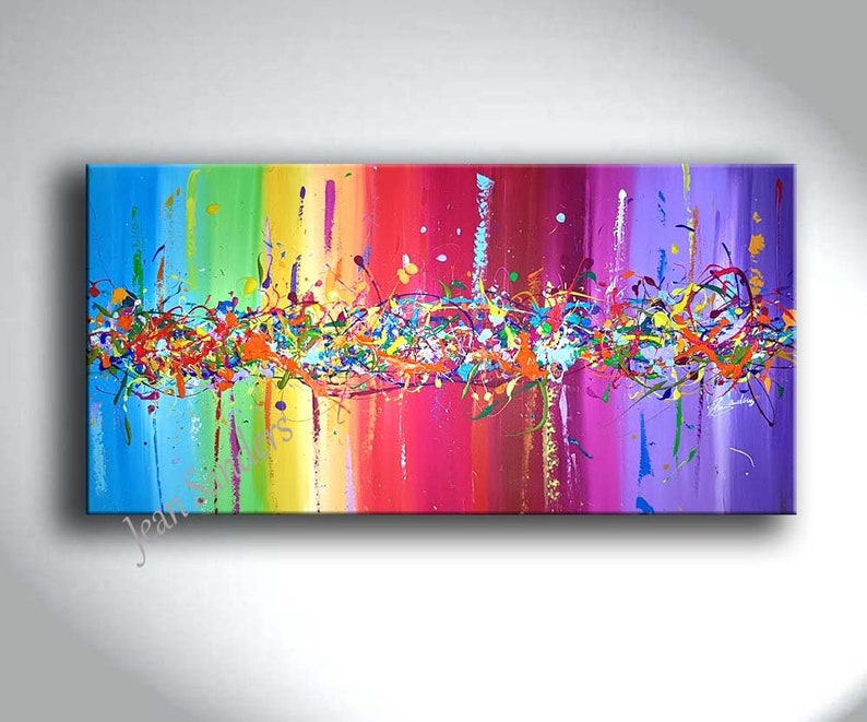 JEAN SANDERS 120x60cm abstrakt bunt, farbfrohe Wanddeko. Mehr meiner Gemälde finden Sie im Shop immagine 1