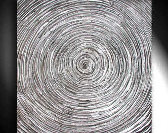 JEAN SANDERS, Strukturbild-3D Effekt 80x80x4cm, hochwertig modern elegant, metallic silber, Textur, mehr meiner Gemälde  in meinem Shop!