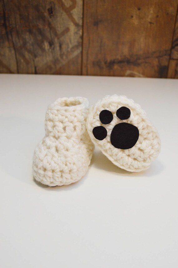 Newborn Polar Bear Booties Ecru baby 