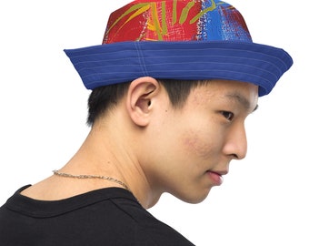 Reversible Bucket Hat, Multi-Coloured/Plain Bucket Hat, Summer Bucket Hat, Beach Hat