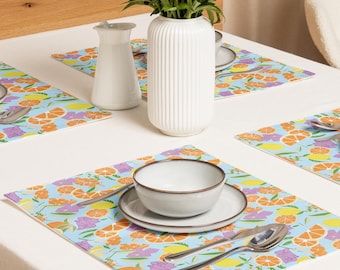 Placemat Set, Summer Tableware, Citrus Design, Oranges & Lemons Placemats