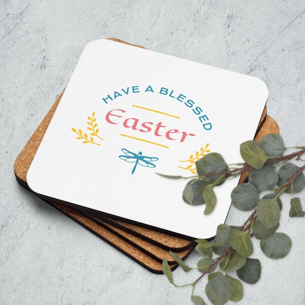 Easter Cork-back coaster, Blessed Easter Coaster