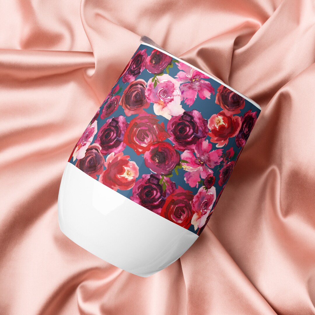 Wine Tumbler Roses Wine Tumbler Floral Wine Tumbler Etsy
