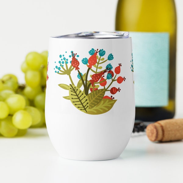 Wine tumbler, Floral Wine Tumbler, Mothers Day Gift