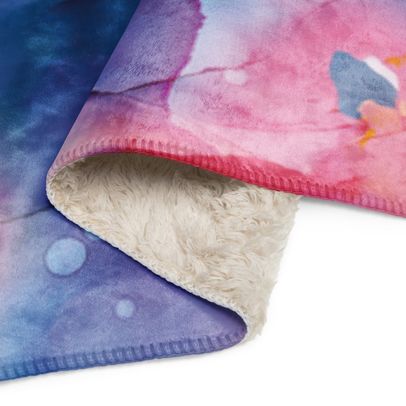 Multi-Coloured Plush Sherpa Blanket, Housewarming Gift