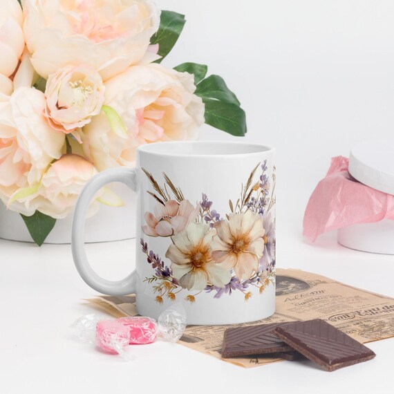 Floral Bouquet Mug: Cottagecore Pastel Flower Lover Gift