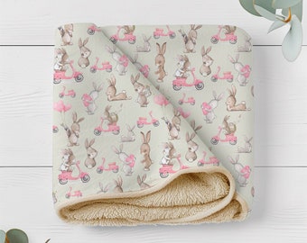 Sherpa blanket, Bunny Love, Valentine Theme, Romantic Bunnies,