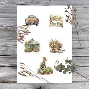 Hoja de pegatinas de jardinería, pegatinas para planificador de jardín, regalo para jardineros