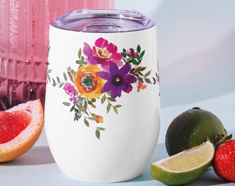 Wine tumbler, Floral Wine Tumbler, Mothers Day Gift