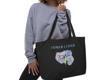 Große Bio-Einkaufstasche, Flower Lover Tragetasche, Floral Tote Bag