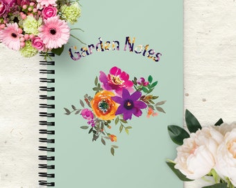 Spiral notebook, Garden Notes Notebook, Gardening Journal, Mothers Day Gift