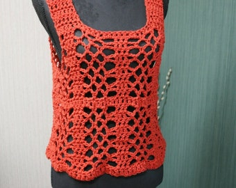 Gehäkeltes Tank Top für Fun in the Sun.  Go Orange in dieser Saison mit meinem All Cotton Top