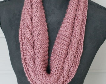 Dusty Rose makes me think of country western music.  Must be time to go dancing in style with this hand knitted scarf.
