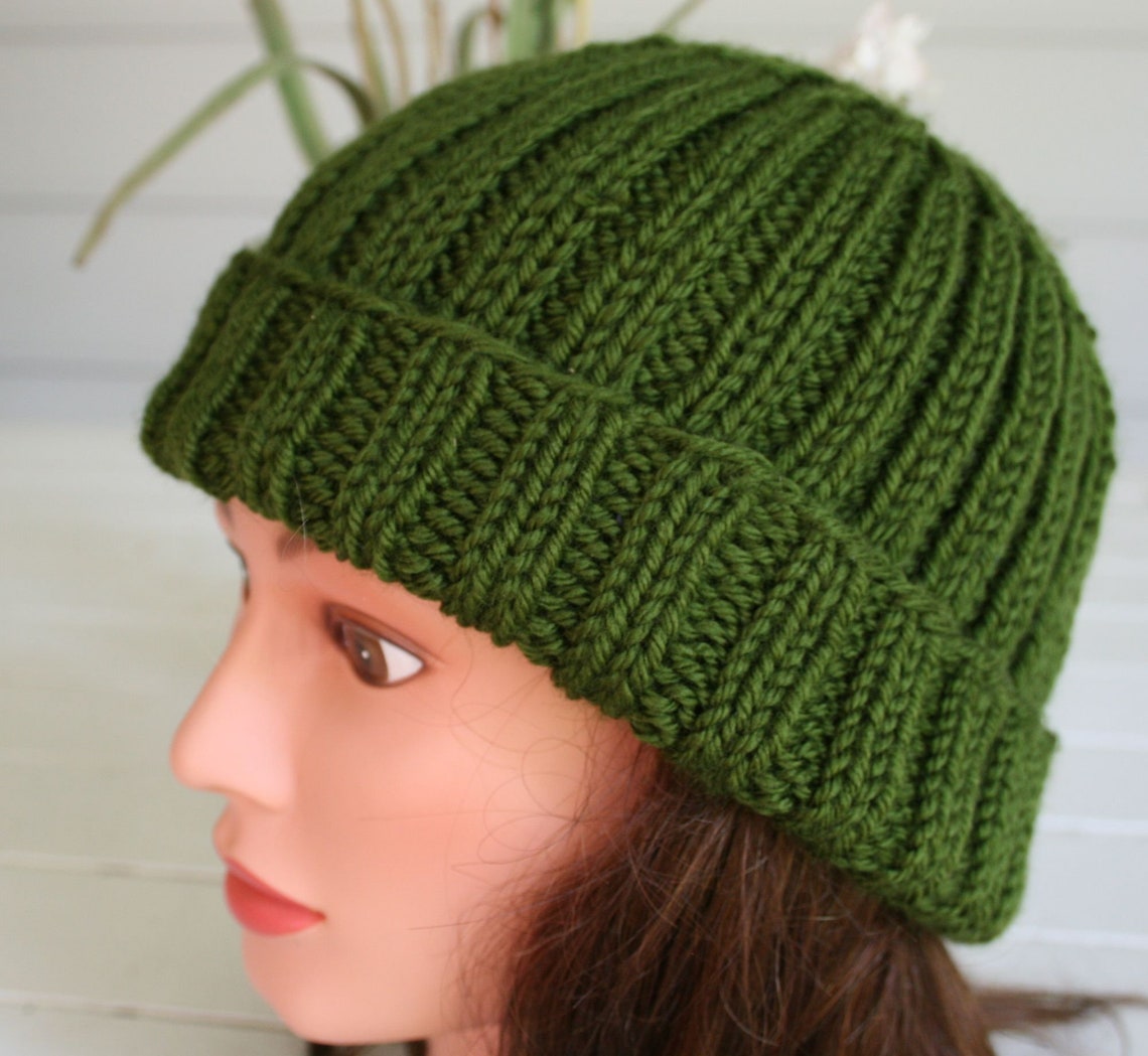 Hand Knitted Toboggan or Beanie Hat for the Winter. A Great Forest