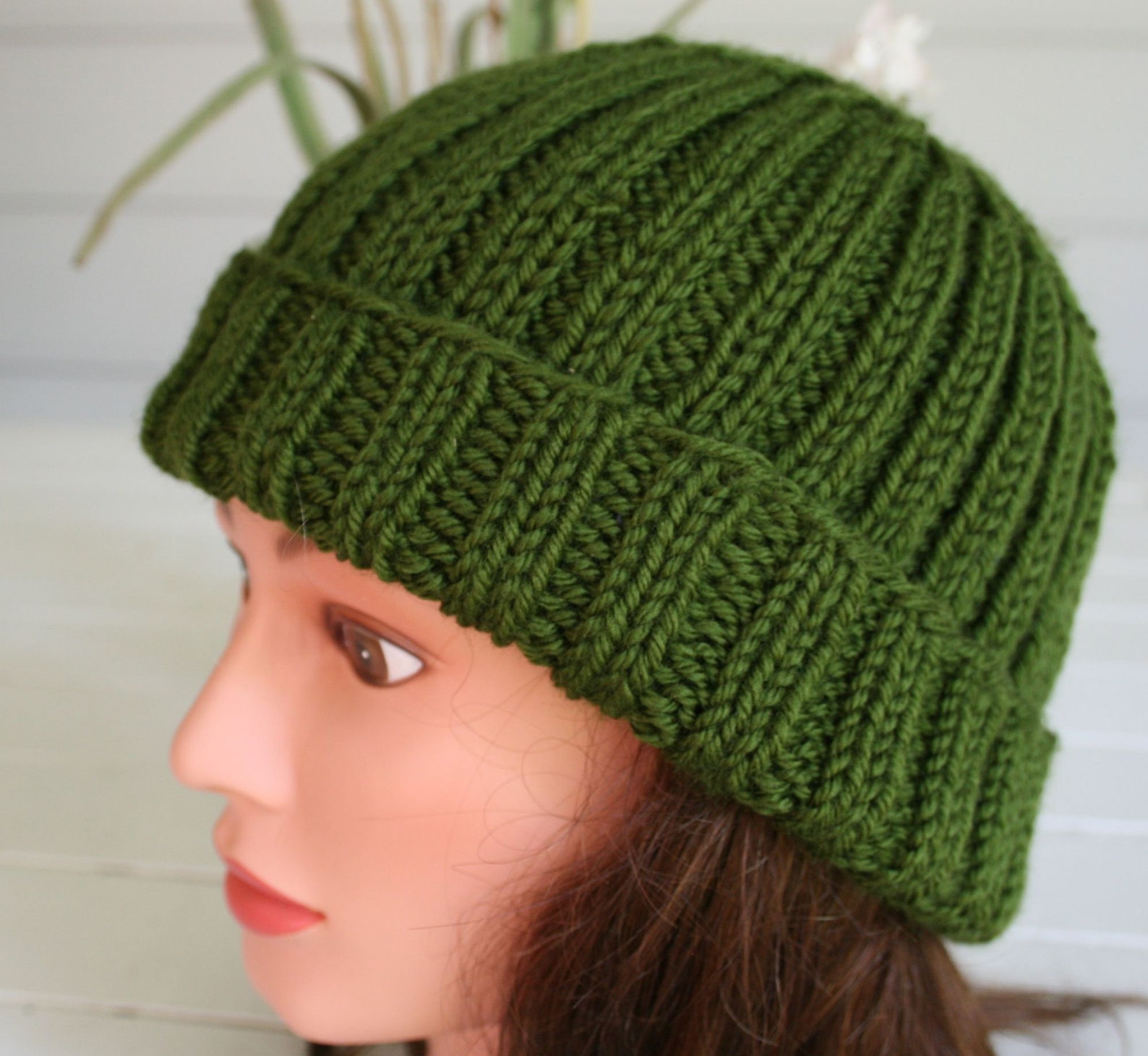 Hand Knitted Toboggan or Beanie Hat for the Winter. A Great Forest