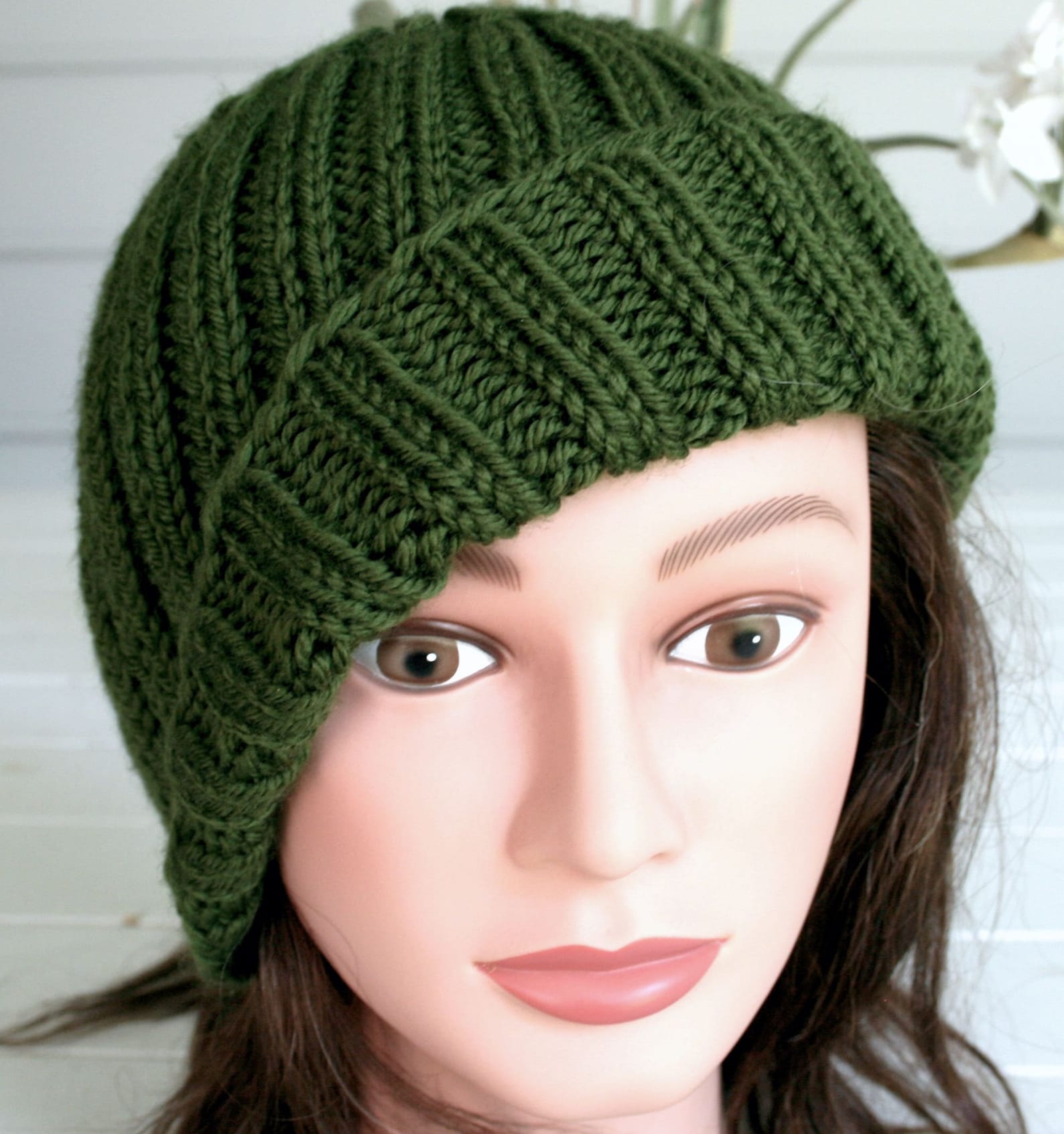 Hand Knitted Toboggan or Beanie Hat for the Winter. A Great Forest