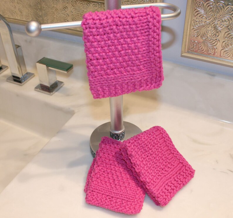Luxurious Hot Pink Cotton Washcloths. Sold as a Set of 3. They Are Also