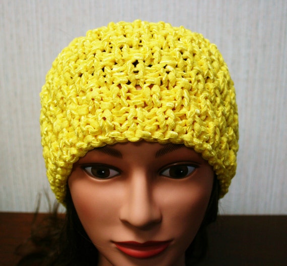 Hand knitted ear warmer headband or use as a cowl in lemon