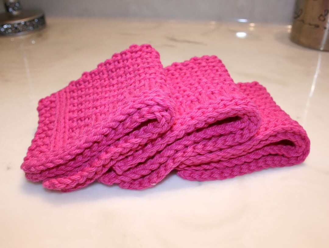 Luxurious Hot Pink Cotton Washcloths. Sold as a Set of 3. They Are Also