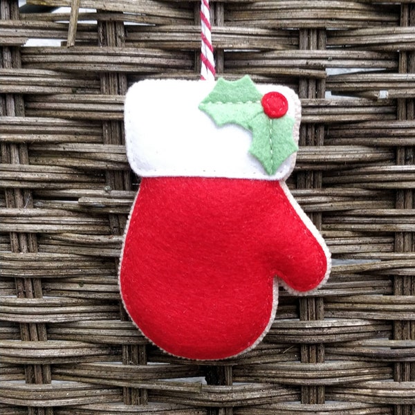Felt Christmas Mitten Ornament - Tree Decoration - Christmas Decor