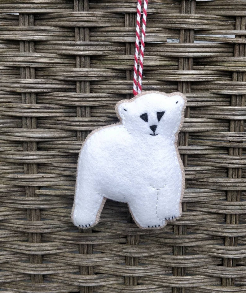 Felt Christmas Polar Bear Ornament Bear decoration | Etsy
