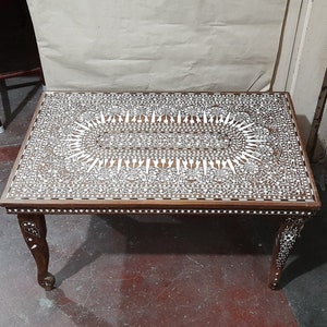 Custom Handmade Inlaid Coffee Table: Natural Wood Living Room Table