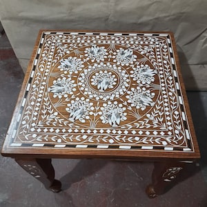 Inlaid Side table | Inlay Coffee Table | Square Corner table | Natural wood Bedside table | Handmade End Table - Bespoke, Spillproof coating