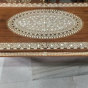 Bespoke Handmade Inlaid Coffee Table: Natural Wood Living Room Table