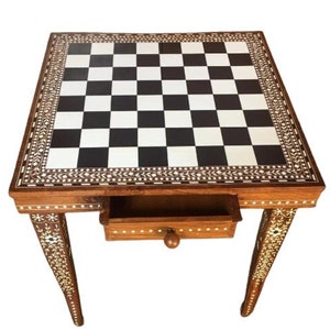 Customizable Handmade Inlaid Wooden Chess Table - Unique Chess Experience