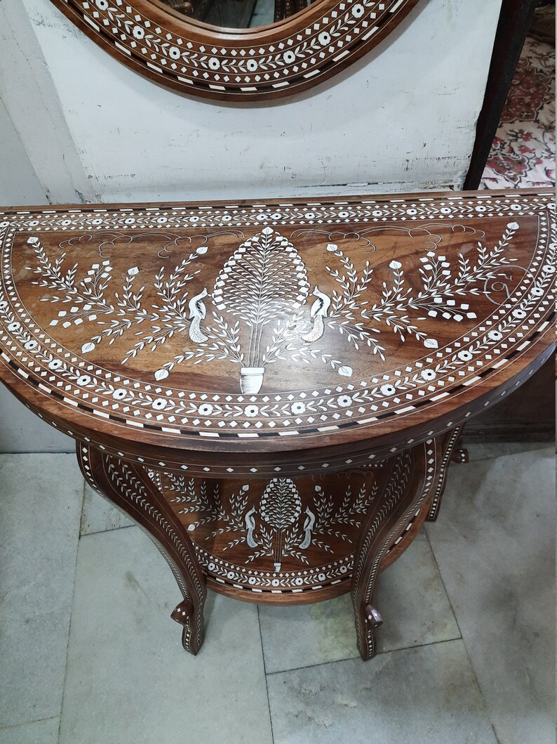 Hand Inlaid Console Table Custom Sizes Available Wooden Etsy