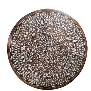 Inlaid Side table | Inlay Coffee Table | Round Corner table | Natural wood Bedside table | Handmade End Table - Bespoke, Spillproof coating