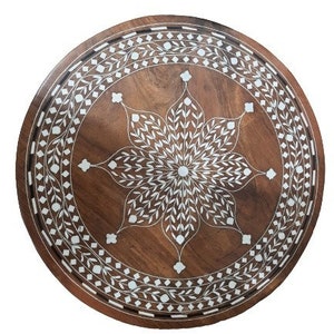 Inlaid Side table | Inlay Coffee Table | Round Corner table | Natural wood Bedside table | Handmade End Table - Bespoke, Spillproof coating