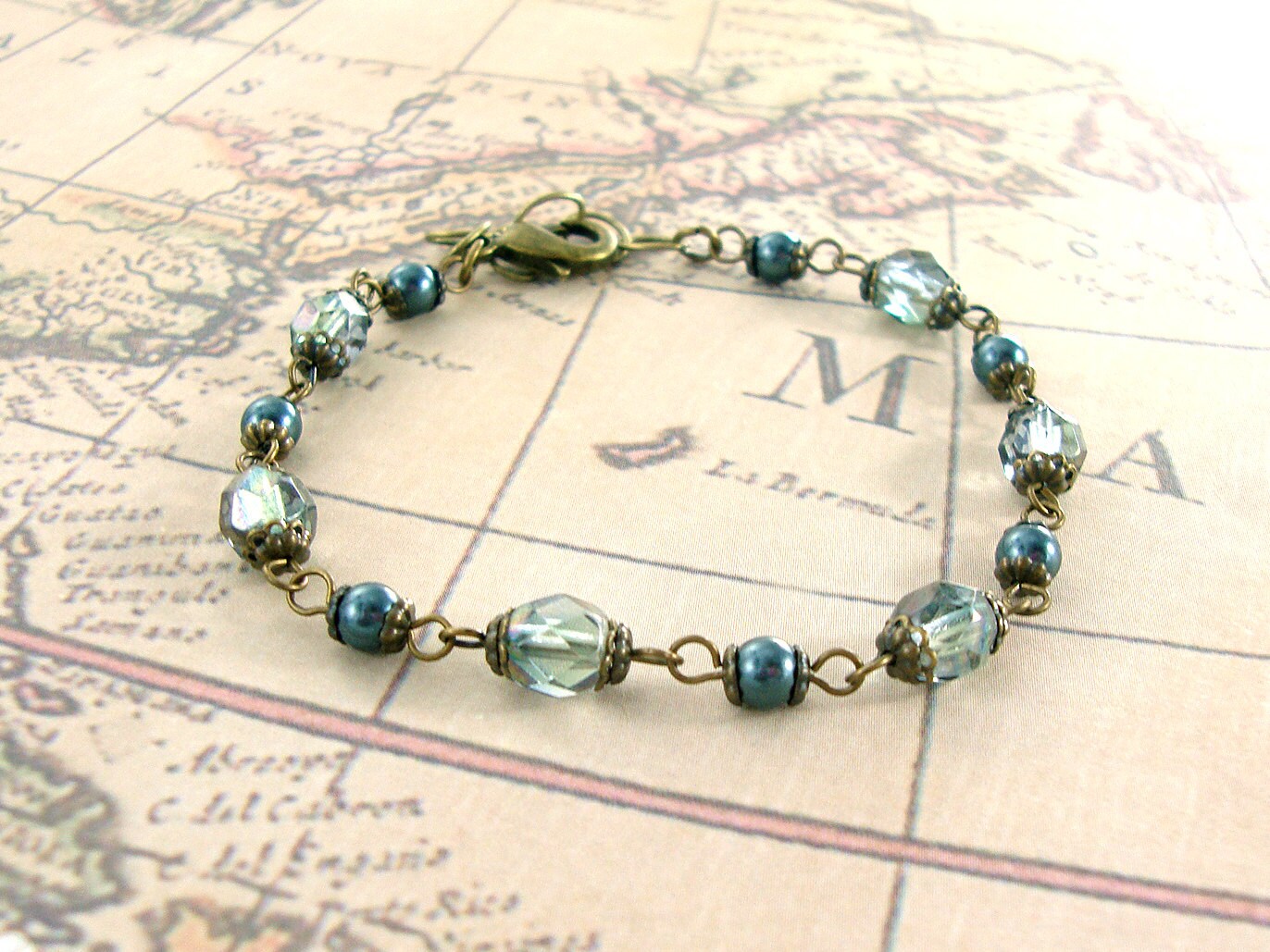 Stormy Seas Teal Crystal Simulierte Perle und Seafoam Grüne | Etsy