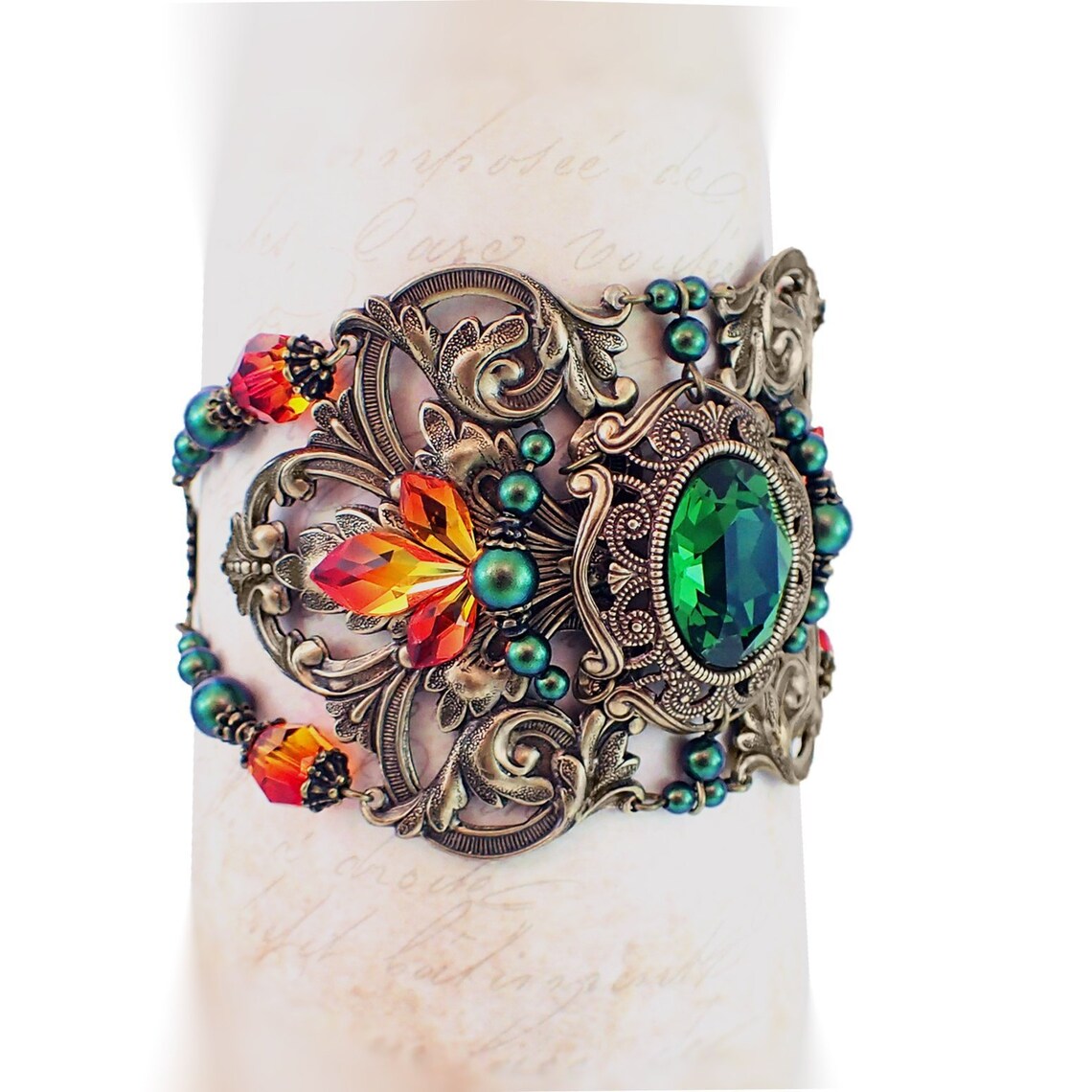 Victorian Statement Bracelet Made With Crystals the Bridget Etsy